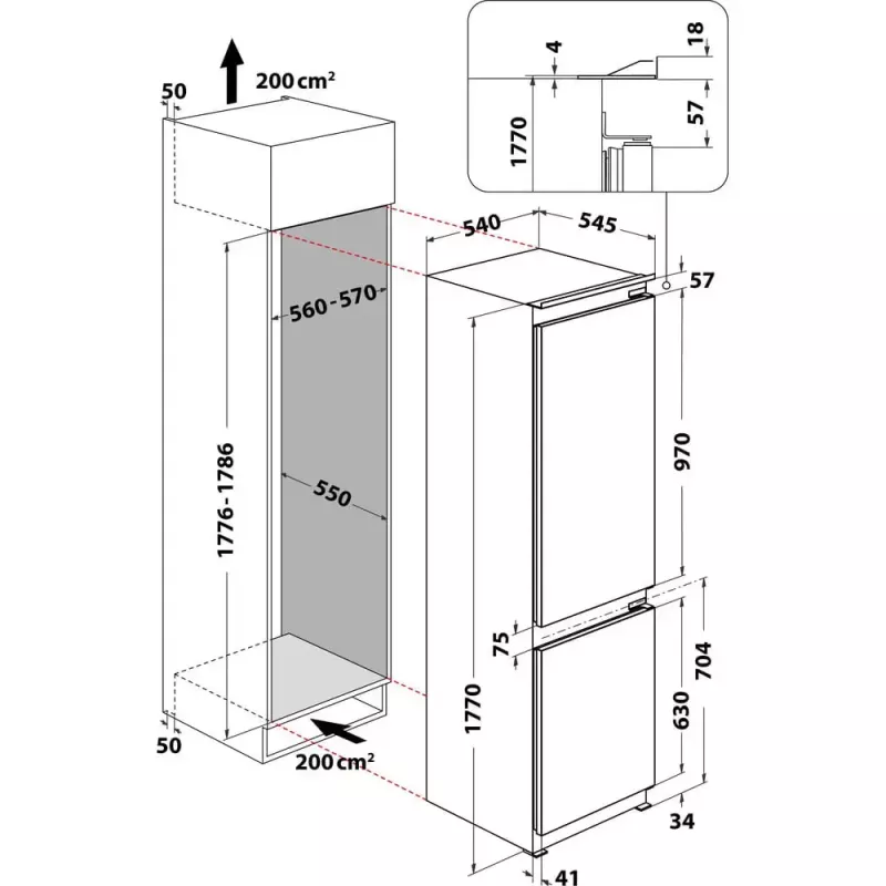 Whirlpool ART66122 Įmontuojamas šaldytuvas 273 L