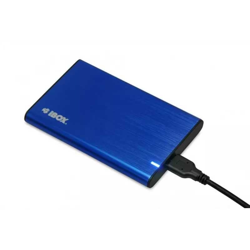HDD/SSD korpusas IBOX HD-05 — 2,5 colio SATA III, USB 3.2 Gen 1 (Micro-USB B), iki 10 TB, mėlynas