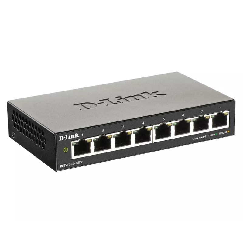 D-Link DGS-1100-08V2 valdomas L2 Gigabit Ethernet (10/100/1000) juodas