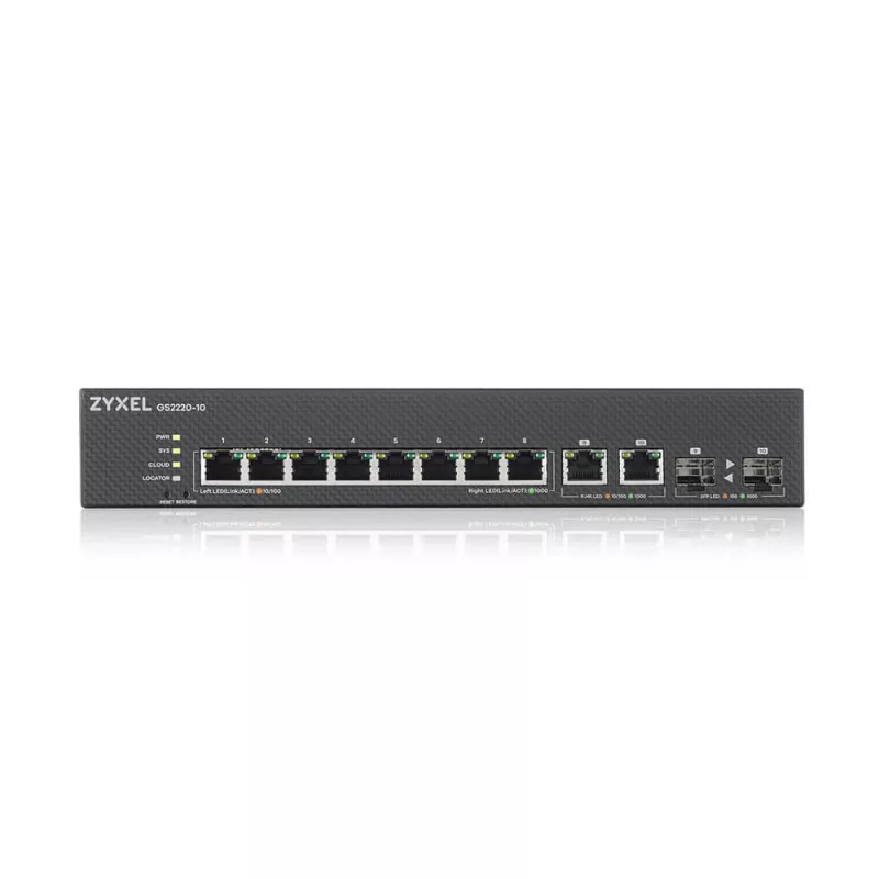 Zyxel GS2220-10-EU0101F tinklo jungiklis Valdomas L2 Gigabit Ethernet (10/100/1000) Juodas