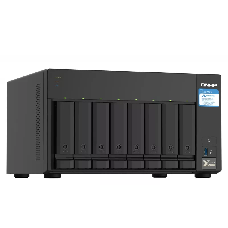 QNAP TS-832PX NAS bokštinis Annapurna Labs AL324 4 GB DDR4 0 TB QNAP Turbo System Aliuminis, Juoda