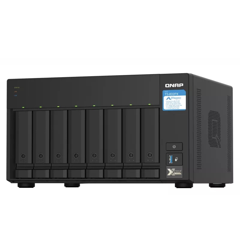 QNAP TS-832PX NAS bokštinis Annapurna Labs AL324 4 GB DDR4 0 TB QNAP Turbo System Aliuminis, Juoda
