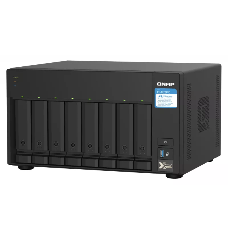 QNAP TS-832PX NAS bokštinis Annapurna Labs AL324 4 GB DDR4 0 TB QNAP Turbo System Aliuminis, Juoda