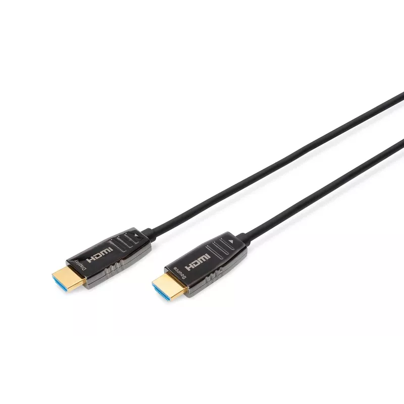 DIGITUS HDMI AOC hibridinis šviesolaidinis jungiamasis kabelis, A tipo kištukas/kištukas, 10 m, UHD 8K@60Hz, CE, juodas