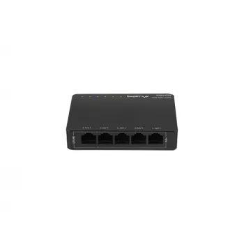 Nevaldomas tinklo jungiklis LANBERG DSP3-1005-60W, 5x Gigabit RJ-45, 4x PoE+ (60 W bendra galia), 10 Gbit/s perjungimas