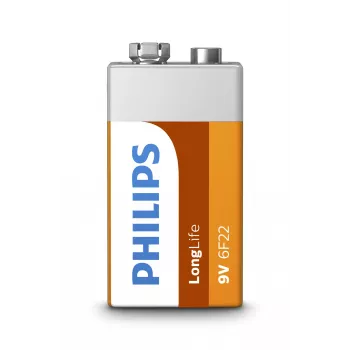 Baterija Philips 6F22L1B/10 — vienkartinė 9 V cinko anglies, 0,0385 kg