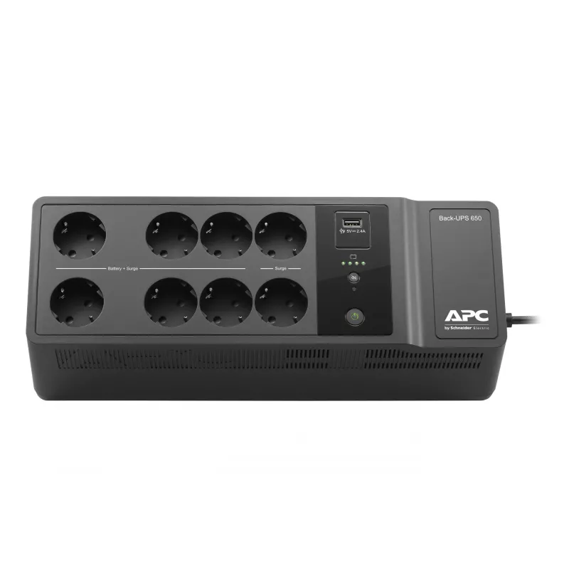 APC Back-UPS 650VA 230V 1 USB charging port - (Offline-) USV nepertraukiamo maitinimo šaltinis (UPS) Standby (Offline) 0.65 kVA 400 W 8 AC lizdai