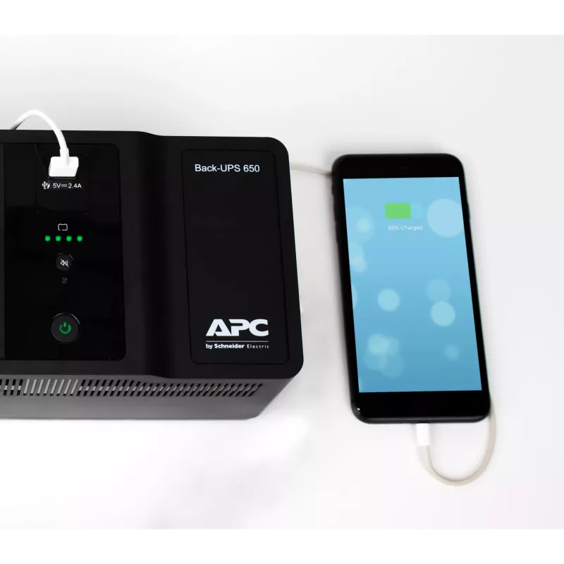 APC Back-UPS 650VA 230V 1 USB charging port - (Offline-) USV nepertraukiamo maitinimo šaltinis (UPS) Standby (Offline) 0.65 kVA 400 W 8 AC lizdai
