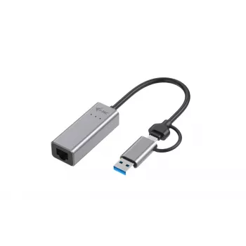 “i-tec Metal USB-C/USB-A 2.5Gbps Ethernet” adapteris, laidinis, USB Type-A/USB Type-C, Ethernet, 2500 Mbit/s, pilkas