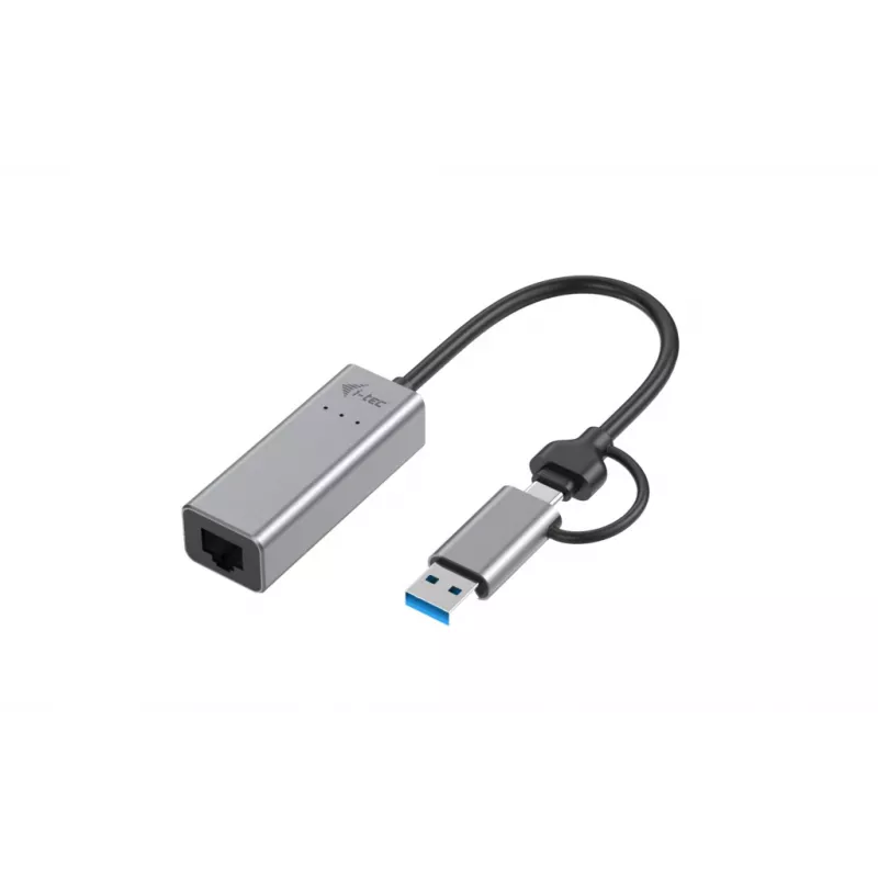 “i-tec Metal USB-C/USB-A 2.5Gbps Ethernet” adapteris, laidinis, USB Type-A/USB Type-C, Ethernet, 2500 Mbit/s, pilkas