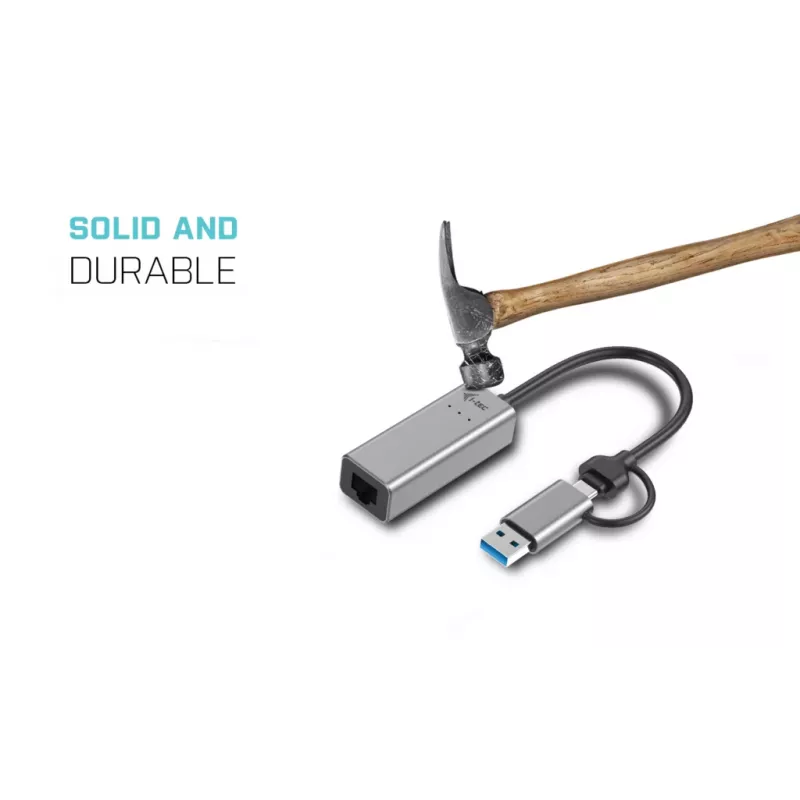 “i-tec Metal USB-C/USB-A 2.5Gbps Ethernet” adapteris, laidinis, USB Type-A/USB Type-C, Ethernet, 2500 Mbit/s, pilkas