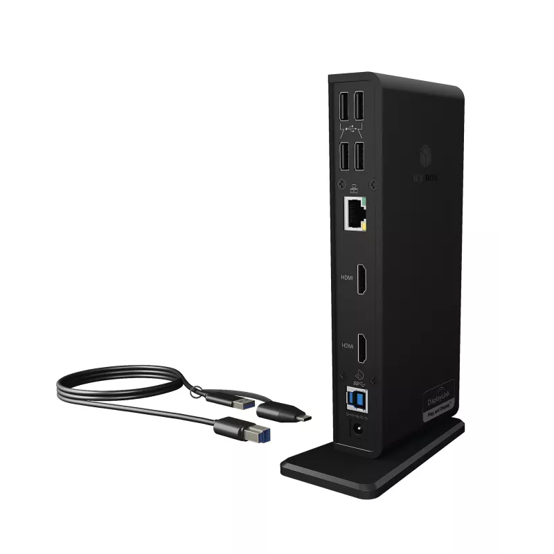 ICY BOX IB-DK2251AC Laidinė USB 3.2 Gen 2 (3.1 Gen 2) Type-A Juoda