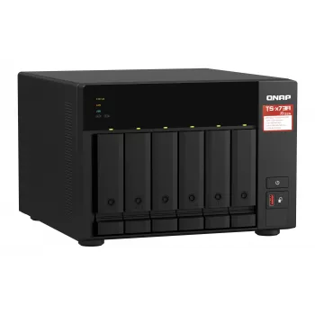 QNAP TS-673A NAS bokštinis Ryzen Embedded V1500B 8 GB DDR4 0 TB QNAP Turbo System juodos spalvos