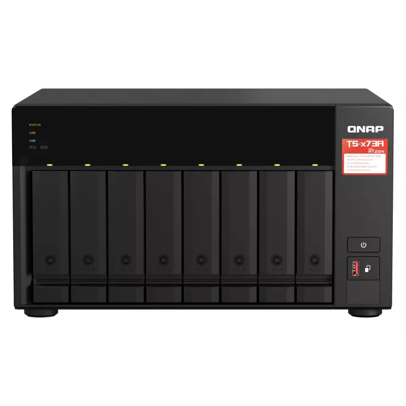 QNAP TS-873A NAS bokštas Ryzen Embedded V1500B 8 GB DDR4 0 TB QNAP Turbo System juoda