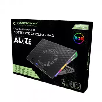Nešiojamojo kompiuterio aušinimo padėklas ESPERANZA EGC101 — 1 ventiliatorius 18 cm, 76 cfm, 800 aps./min., 5 aukščio pozicijos, LCD, maitinamas per USB
