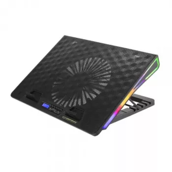 Nešiojamojo kompiuterio aušinimo padėklas ESPERANZA EGC101 — 1 ventiliatorius 18 cm, 76 cfm, 800 aps./min., 5 aukščio pozicijos, LCD, maitinamas per USB