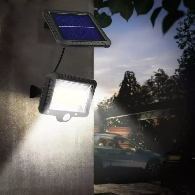 Lauko saulės LED prožektorius MACLEAN MCE438, 5 W, 400 lm, IP44, ličio jonų 5,2 V, montuojamas ant sienos, balta šviesa, juodas