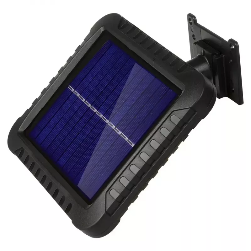 Lauko saulės LED prožektorius MACLEAN MCE438, 5 W, 400 lm, IP44, ličio jonų 5,2 V, montuojamas ant sienos, balta šviesa, juodas
