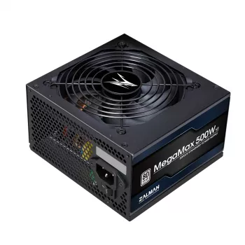 Zalman ZM500-TXII V2 MegaMax 80PLUS 230V EU STANDARD sertifikuotas didelio efektyvumo PCI-E maitinimo blokas 500 W 20+4 kontaktų ATX juodas
