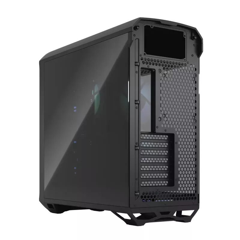 PC korpusas Fractal Design Torrent Tower Black — palaiko ATX/EATX/ITX, 2x180mm priekiniai ventiliatoriai, 2x3,5 colio lizdai, 4x2,5 colio lizdai, grūdintas stiklas