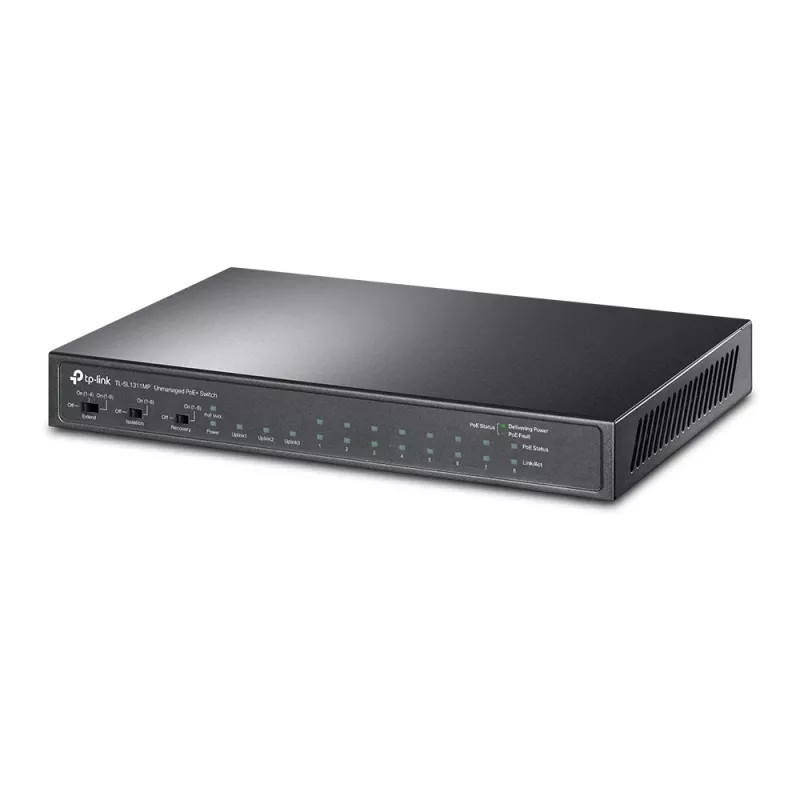 TP-Link 8 prievadų 10/100Mbps + 3 prievadų Gigabit stalinis jungiklis su 8 prievadų PoE+