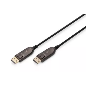 DIGITUS DisplayPort AOC hibridinio-šviesolaidinio kabelio jungtis V/V UHD 8K@60Hz, CE, juoda 15m