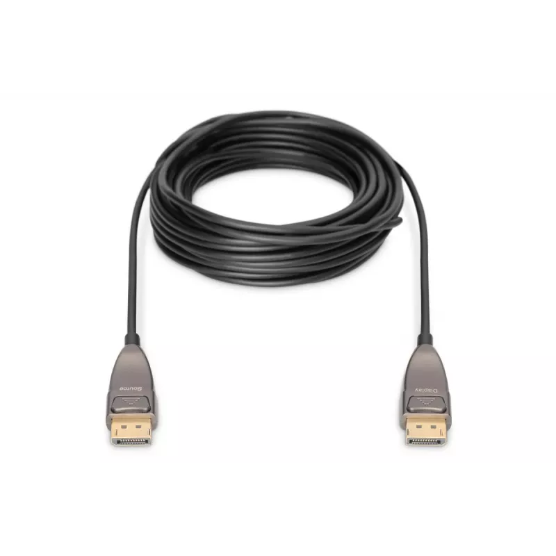 DIGITUS DisplayPort AOC hibridinio-šviesolaidinio kabelio jungtis V/V UHD 8K@60Hz, CE, juoda 15m