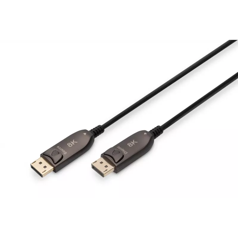 DIGITUS DisplayPort AOC hibridinis-šviesolaidinis jungiamasis laidas M/M UHD 8K@60Hz, CE, juodas 20m