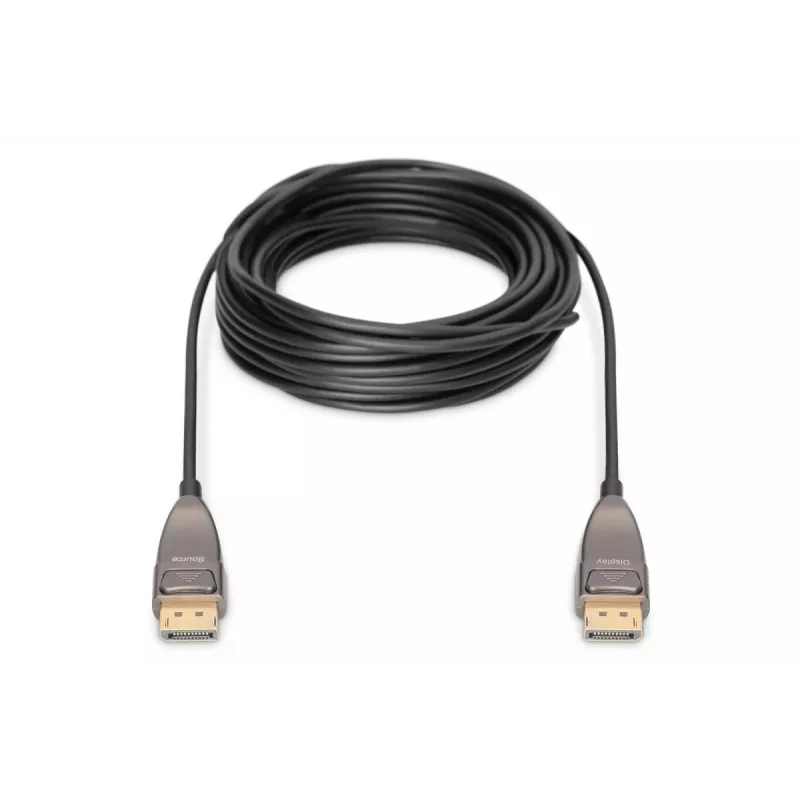 DIGITUS DisplayPort AOC hibridinis-šviesolaidinis jungiamasis laidas M/M UHD 8K@60Hz, CE, juodas 20m