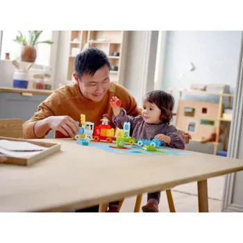 LEGO DUPLO skaičių traukinys 10954 – ankstyvojo mokymosi traukinys su numeruotais vagonais skaičiavimui ir rūšiavimui