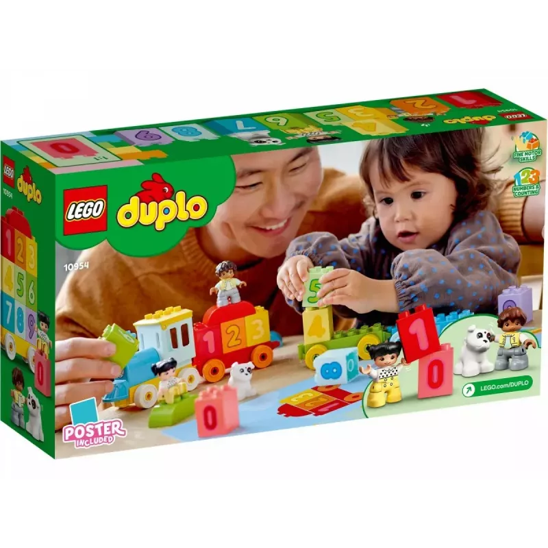 LEGO DUPLO skaičių traukinys 10954 – ankstyvojo mokymosi traukinys su numeruotais vagonais skaičiavimui ir rūšiavimui