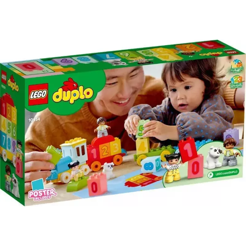 LEGO DUPLO skaičių traukinys 10954 – ankstyvojo mokymosi traukinys su numeruotais vagonais skaičiavimui ir rūšiavimui