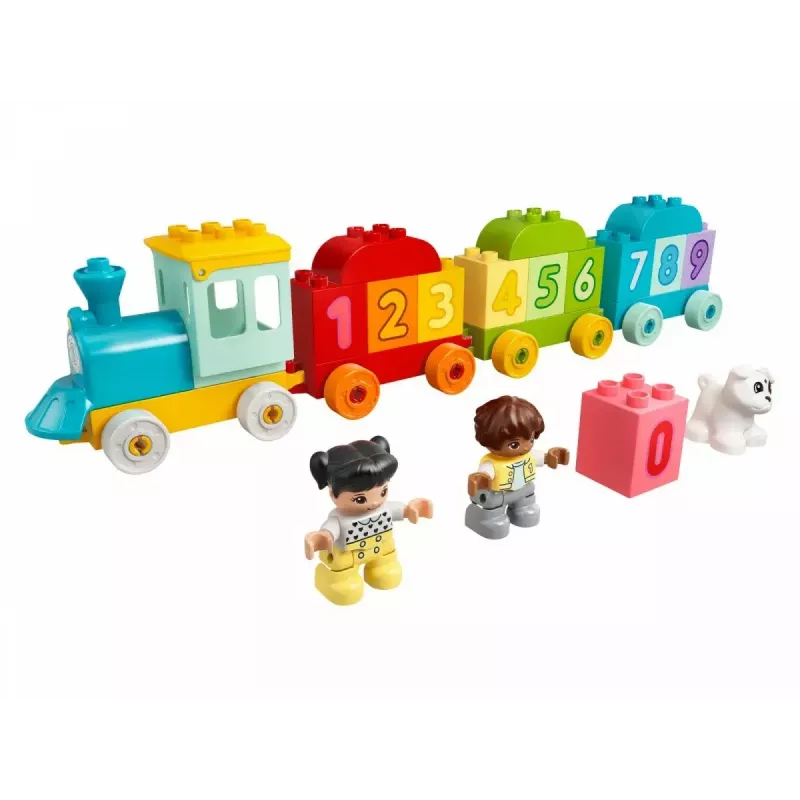 LEGO DUPLO skaičių traukinys 10954 – ankstyvojo mokymosi traukinys su numeruotais vagonais skaičiavimui ir rūšiavimui