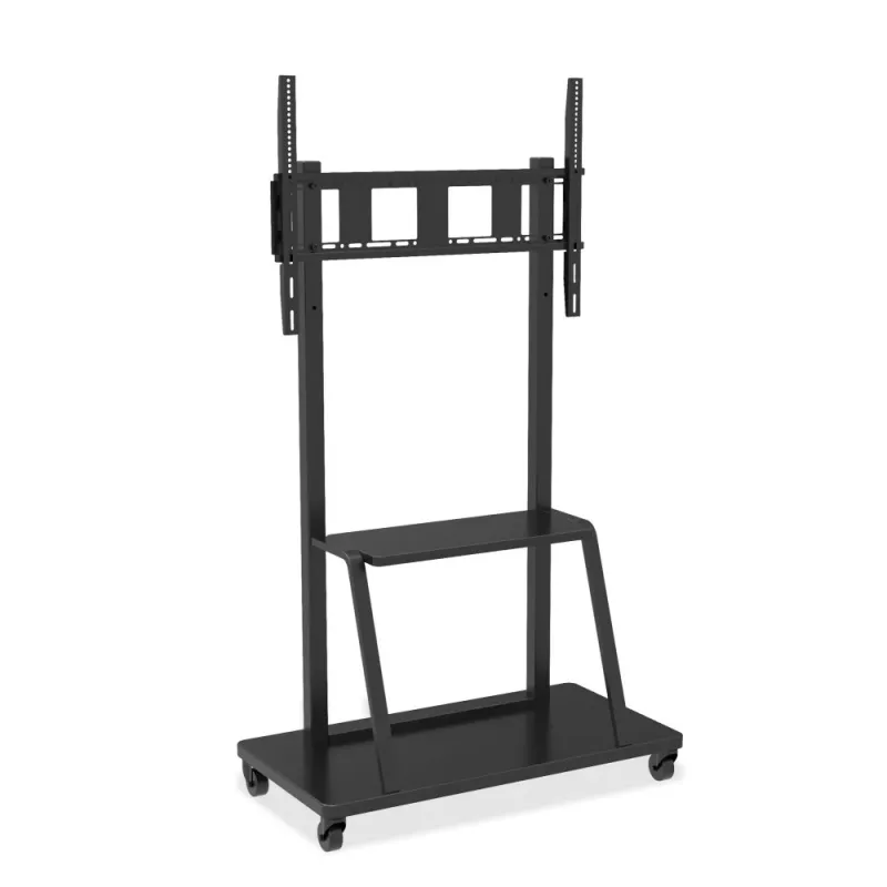 Nešiojamas plokščiaekranis ant grindų stovas TECHLY Signage Display Mount ICA-TR30 — 55–100 colių ekranams, VESA 1200x600, maks. apkrova 150 kg, ratukai, juodas