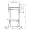 Nešiojamas plokščiaekranis ant grindų stovas TECHLY Signage Display Mount ICA-TR30 — 55–100 colių ekranams, VESA 1200x600, maks. apkrova 150 kg, ratukai, juodas