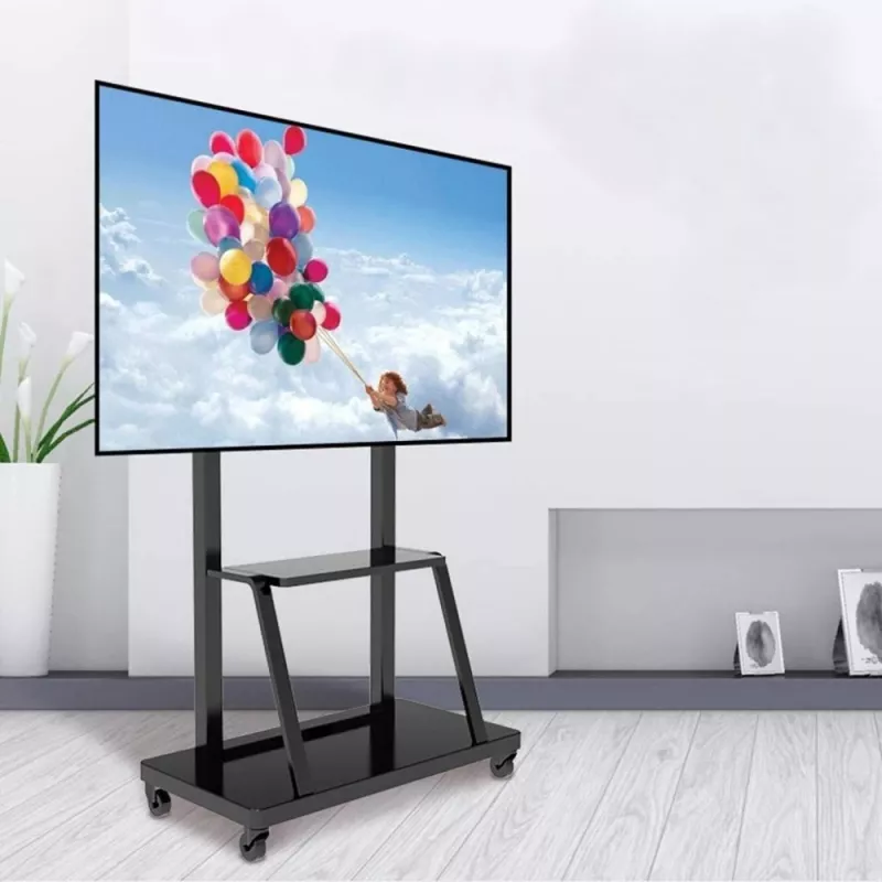 Nešiojamas plokščiaekranis ant grindų stovas TECHLY Signage Display Mount ICA-TR30 — 55–100 colių ekranams, VESA 1200x600, maks. apkrova 150 kg, ratukai, juodas