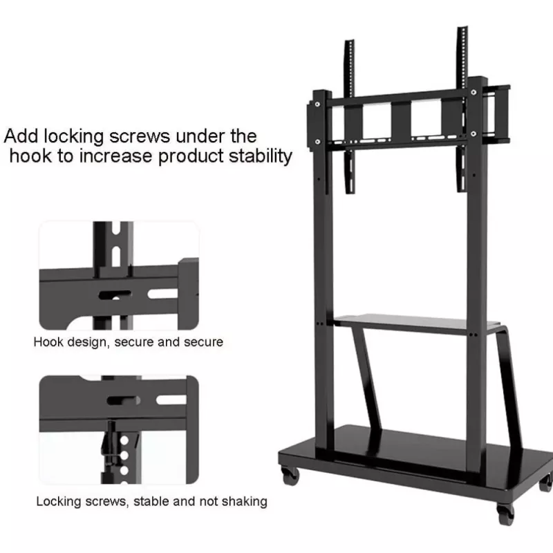 Nešiojamas plokščiaekranis ant grindų stovas TECHLY Signage Display Mount ICA-TR30 — 55–100 colių ekranams, VESA 1200x600, maks. apkrova 150 kg, ratukai, juodas