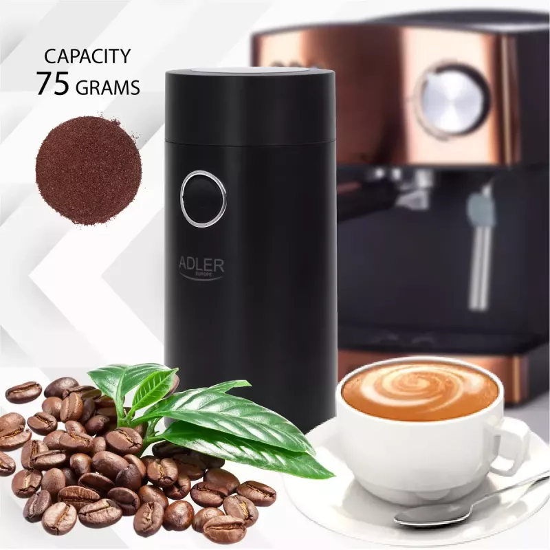 Burr grinder Adler AD4446BS — 150 W, stainless steel burrs, 75 g bean hopper, Juoda