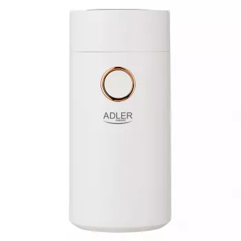 Kavos malūnėlis su plieninėmis gervėmis Adler AD4446WG — elektrinis kavos malūnėlis, nerūdijančio plieno gervės, 75 g talpos indas, 150 W, baltas