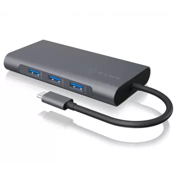 ICY BOX IB-DK4040-CPD Laidinė USB 3.2 Gen 1 (3.1 Gen 1) Type-C dokų stotelė, antracito, juoda