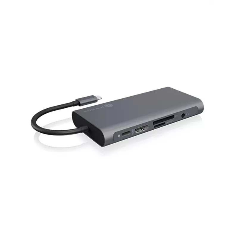 ICY BOX IB-DK4040-CPD Laidinė USB 3.2 Gen 1 (3.1 Gen 1) Type-C dokų stotelė, antracito, juoda