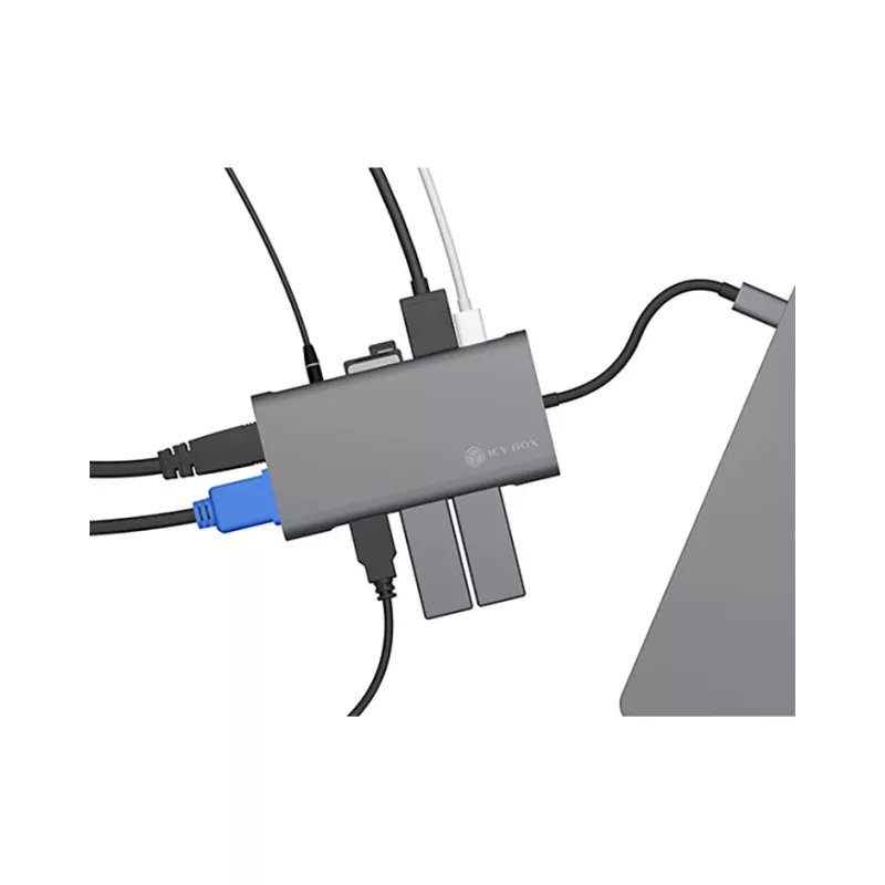 ICY BOX IB-DK4040-CPD Laidinė USB 3.2 Gen 1 (3.1 Gen 1) Type-C dokų stotelė, antracito, juoda