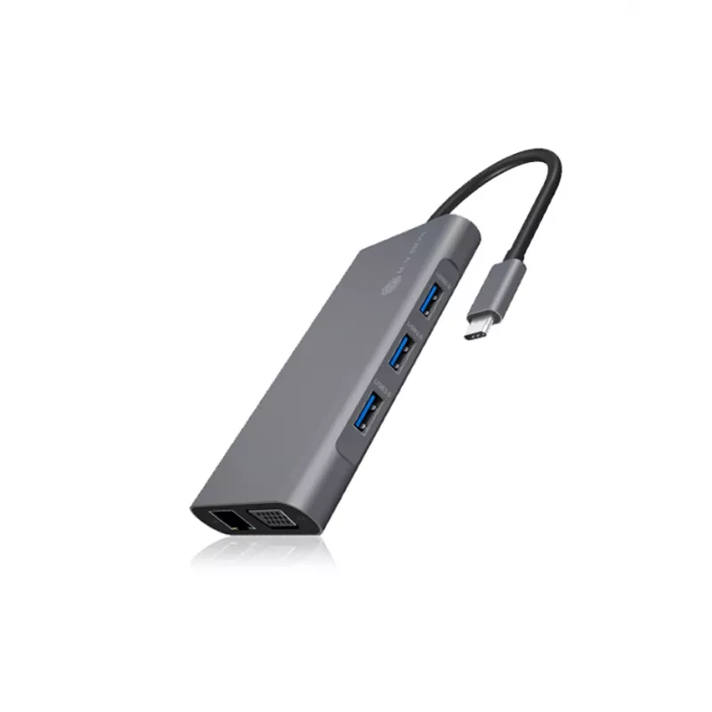 ICY BOX IB-DK4040-CPD Laidinė USB 3.2 Gen 1 (3.1 Gen 1) Type-C dokų stotelė, antracito, juoda