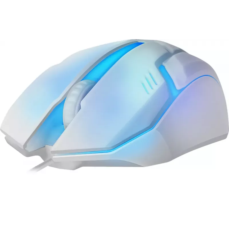 Laidinė žaidimų pelė DEFENDER Cyber MB-560L — optinė 1200 DPI, abirankė, USB Type-A, balta, 1,5 m laidas