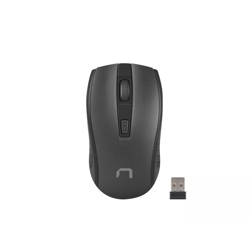 Belaidis optinis pelė NATEC Jay 2 RF — 2.4 GHz, 1600 DPI, abiem rankoms, 4 mygtukai, juoda