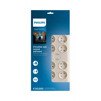 Philips SPN7080WA/60 apsaugos nuo viršįtampių lizdas baltas 8 kintamosios srovės lizdai 2 m