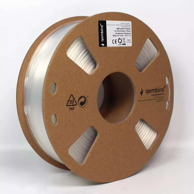 3D spausdinimo medžiaga ABS Gembird 3DP-ABS1.75-01-TR Balta 1 kg