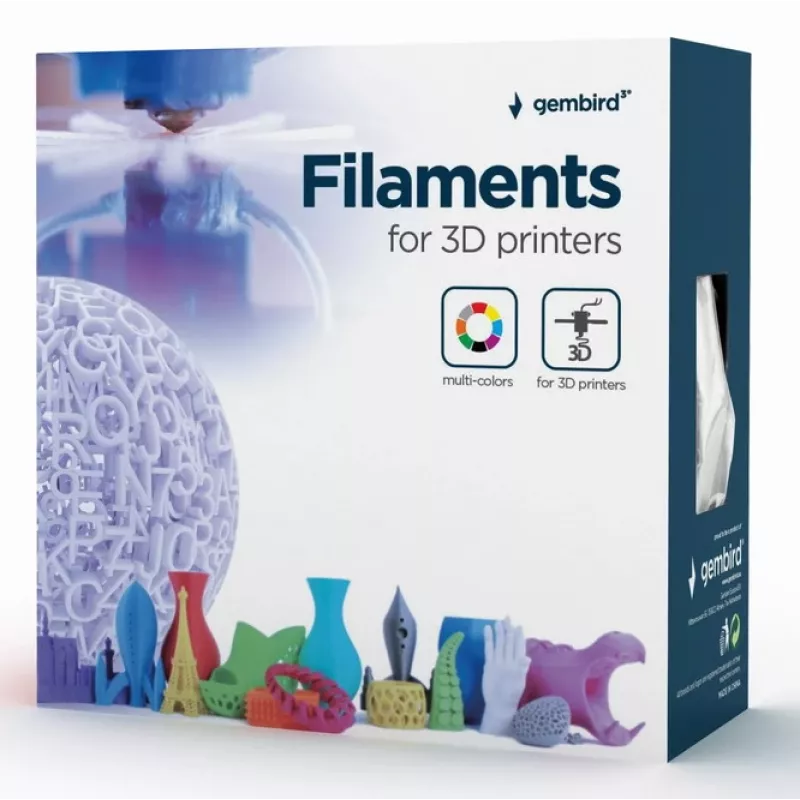 GEMBIRD PLA-PLUS filamentas, sidabrinis, 1,75 mm, 1 kg
