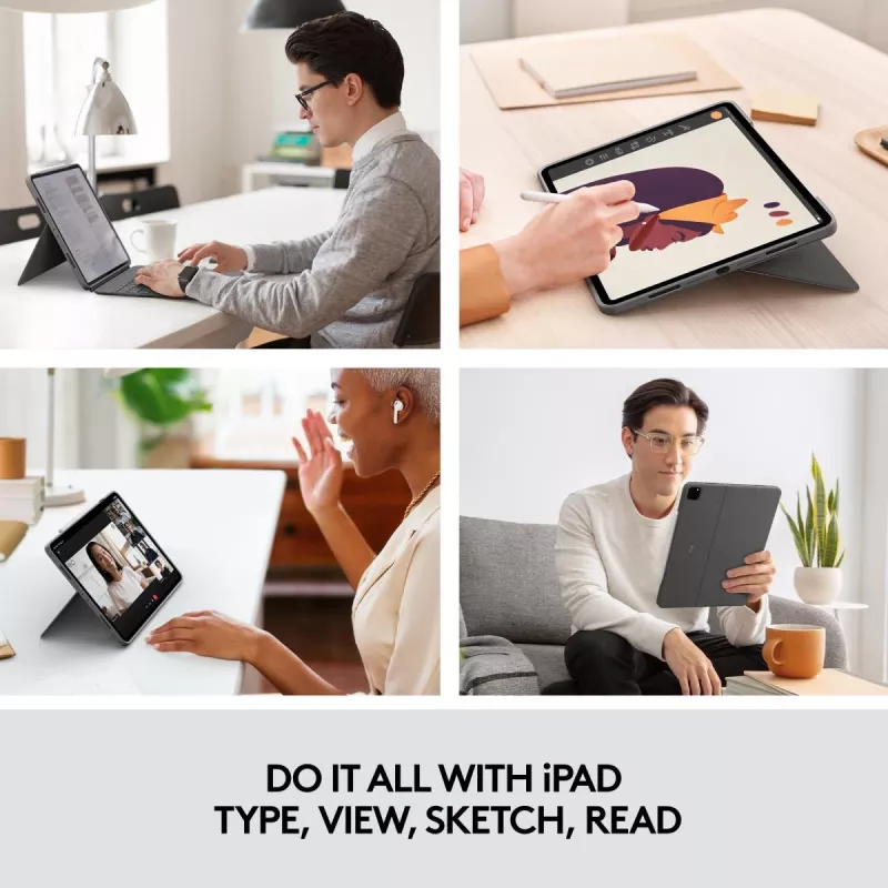 LOGITECH Combo Touch - iPad Pro 12.9in (5-os kartos) - anglų k. - Qwerty