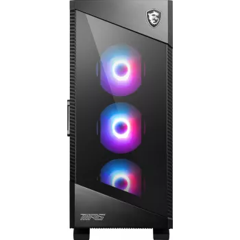 MSI MPG VELOX 100R vidutinio dydžio kompiuterio korpusas, E-ATX, grūdintas stiklas, 4x 120 mm ARGB ventiliatoriai, 2x USB 3.0 + 1x USB-C, 2x 3,5″ + 2x 2,5″ įlankos, juodas